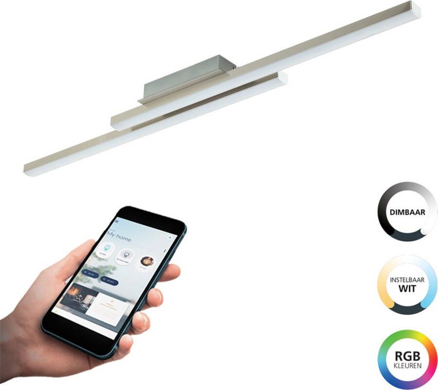 EGLO  connect.z Fraioli-Z Smart Plafondlamp - 105 5 cm - Grijs Wit - Instelbaar RGB & wit licht - Dimbaar - Zigbee
