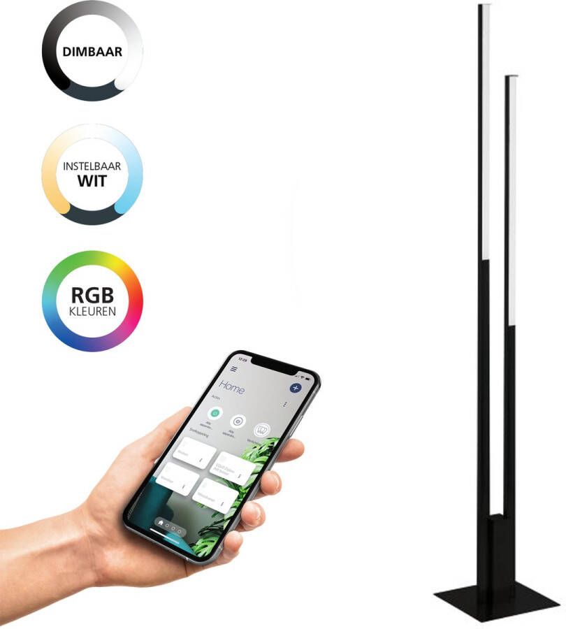 EGLO Connect .z Fraioli-Z Smart Vloerlamp LED 175 5 cm Zwart Wit Instelbaar RGB & wit licht Dimbaar Zigbee