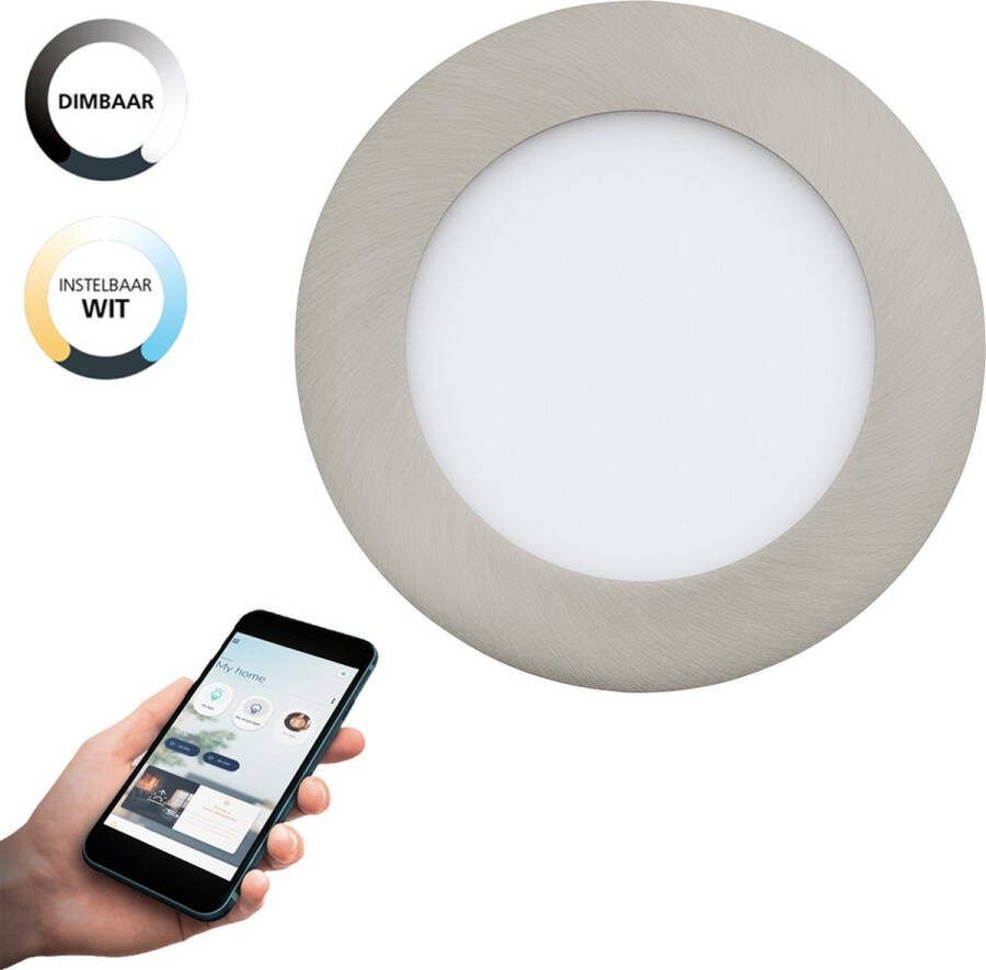 EGLO Connect .z Fueva-Z Smart Inbouwlamp Ø 12 cm Grijs Wit Instelbaar wit licht Dimbaar Zigbee