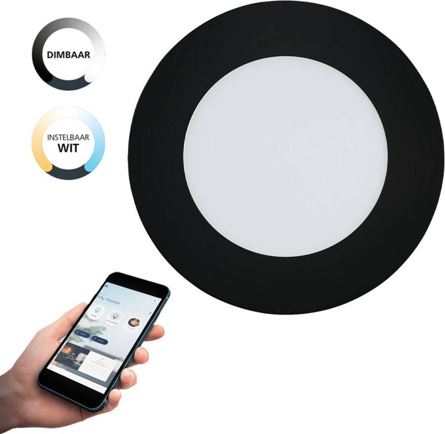 EGLO Connect .z Fueva-Z Smart Inbouwlamp Ø 12 cm Zwart Wit Instelbaar wit licht Dimbaar Zigbee