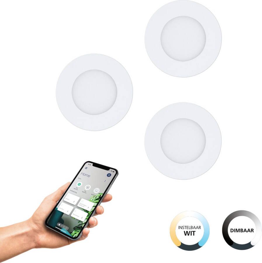 EGLO Connect .z Fueva-Z Smart Inbouwlamp Ø 8 5 cm Wit Set 3 spots Instelbaar wit licht Dimbaar Zigbee