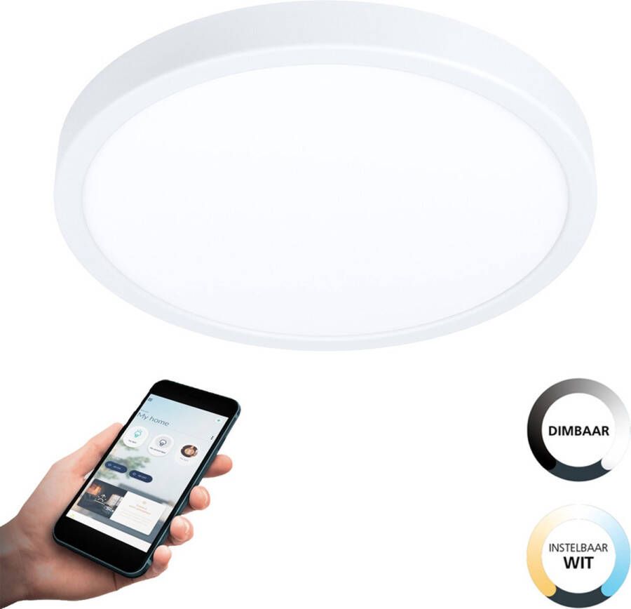 EGLO  connect.z Fueva-Z Smart Opbouwlamp - Ø 28 5 cm - Wit - Instelbaar wit licht - Dimbaar - Zigbee