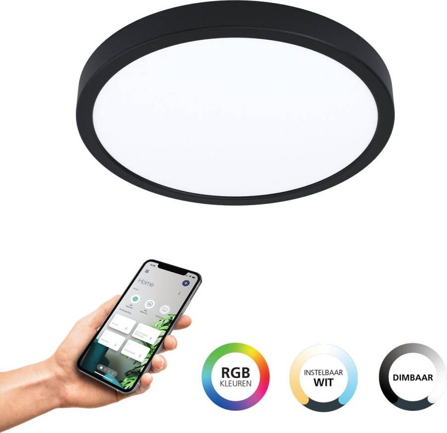 EGLO Connect .z Fueva-Z Smart Opbouwlamp Ø 28 5 cm Zwart Wit Instelbaar wit licht Dimbaar Zigbee