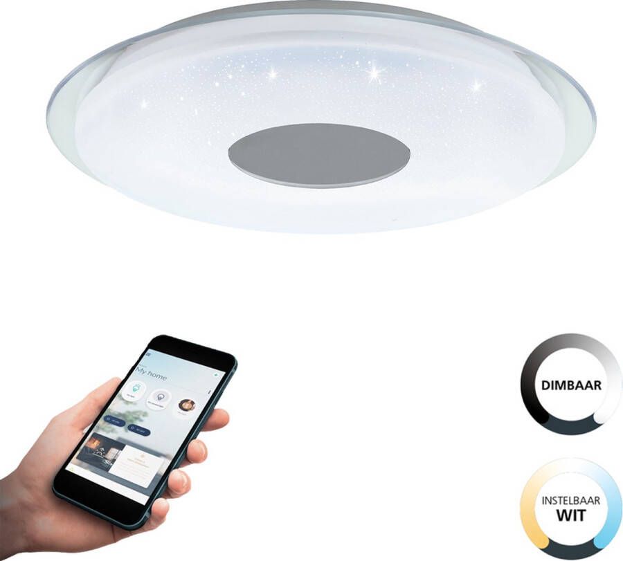 EGLO  connect.z Lanciano-Z Smart Plafondlamp - Ø 45 cm - Wit Grijs - Instelbaar wit licht - Dimbaar - Zigbee
