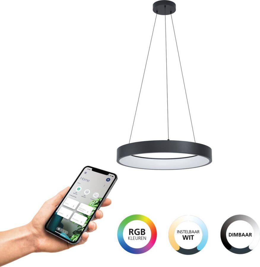 EGLO Connect .z Marghera-Z Smart Hanglamp Ø 60 cm Zwart Wit Instelbaar RGB & wit licht Dimbaar Zigbee