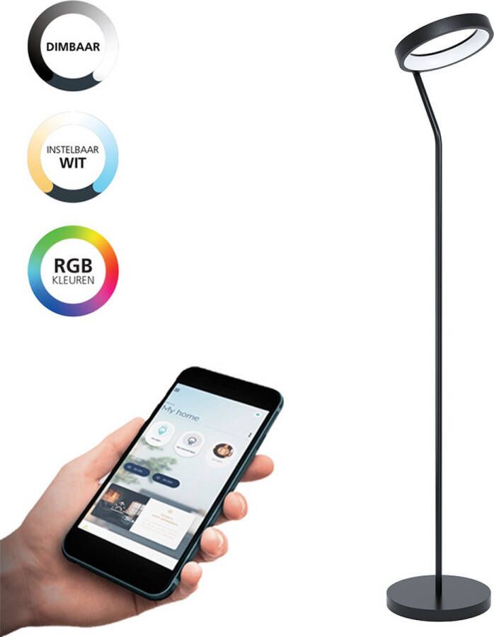 EGLO Connect .z Marghera-Z Smart Vloerlamp 169 cm Zwart Wit Instelbaar RGB & wit licht Dimbaar Zigbee