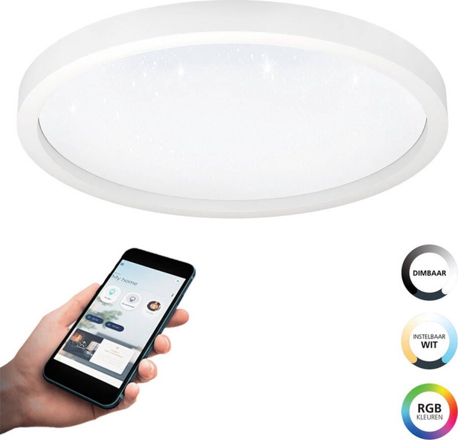 EGLO  connect.z Montemorelos-Z Smart Plafondlamp - Ø 57 cm - Wit - Instelbaar RGB & wit licht - Dimbaar - Zigbee