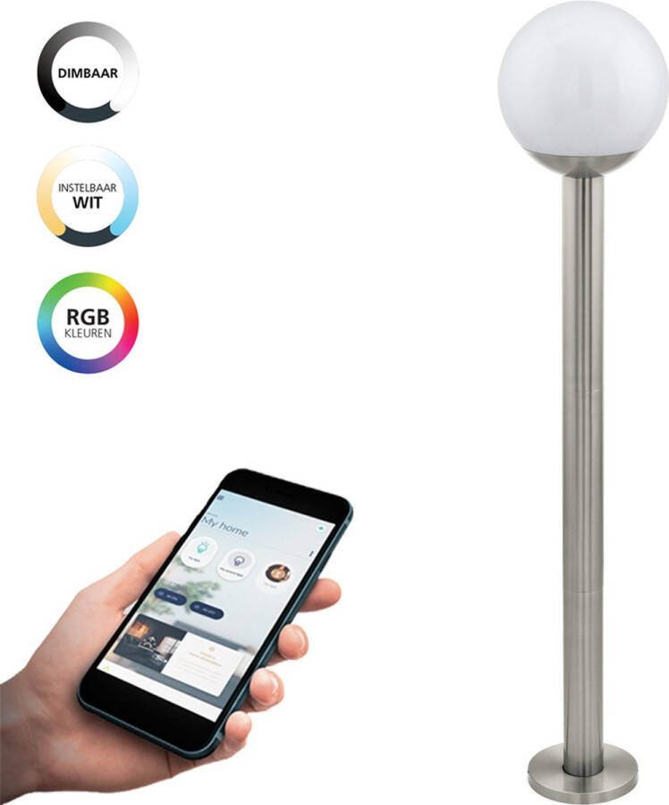 EGLO Connect .z Nisia-Z Smart Vloerlamp Buiten E27 98 cm Grijs Wit Instelbaar RGB & wit licht Dimbaar Zigbee