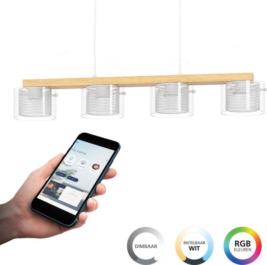 EGLO Connect .z Portico-Z Hanglamp 88 cm Wit Instelbaar RGB & wit licht Dimbaar Zigbee