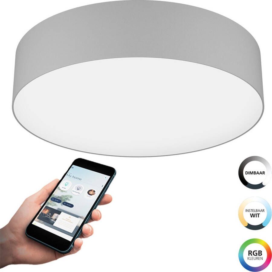 EGLO Connect .z Romao-Z Smart Plafondlamp Ø 57 cm Wit Grijs Instelbaar RGB & wit licht Dimbaar Zigbee