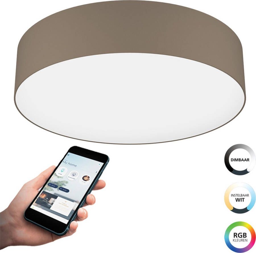 EGLO Connect .z Romao-Z Smart Plafondlamp Ø 57 cm Wit Taupe Instelbaar RGB & wit licht Dimbaar Zigbee