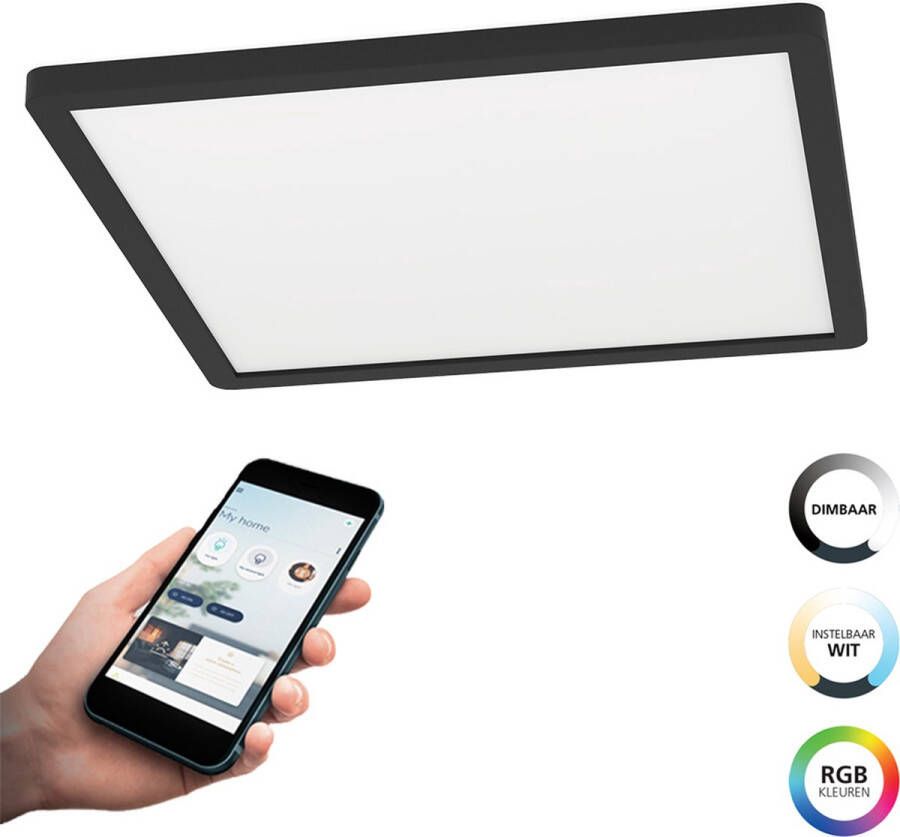 EGLO Connect .z Rovito-Z Smart Plafondlamp 29 5 cm Zwart Wit Instelbaar RGB & wit licht Dimbaar Zigbee