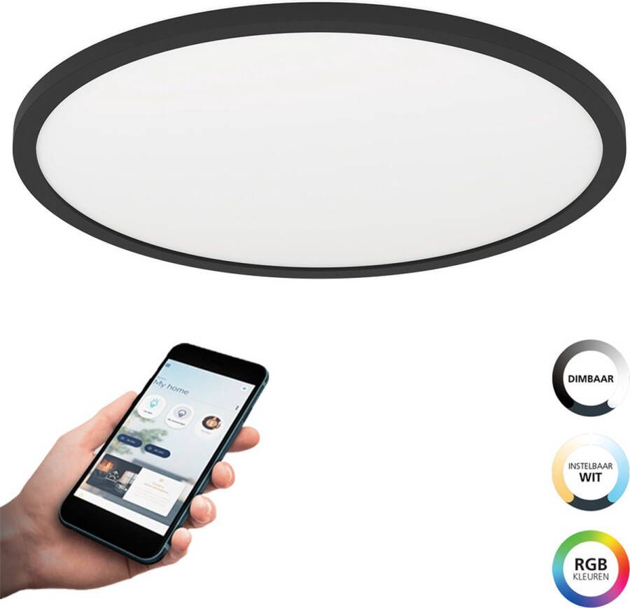 EGLO Connect .z Rovito-Z Smart Plafondlamp Ø 42 cm Zwart Wit Instelbaar RGB & wit licht Dimbaar Zigbee