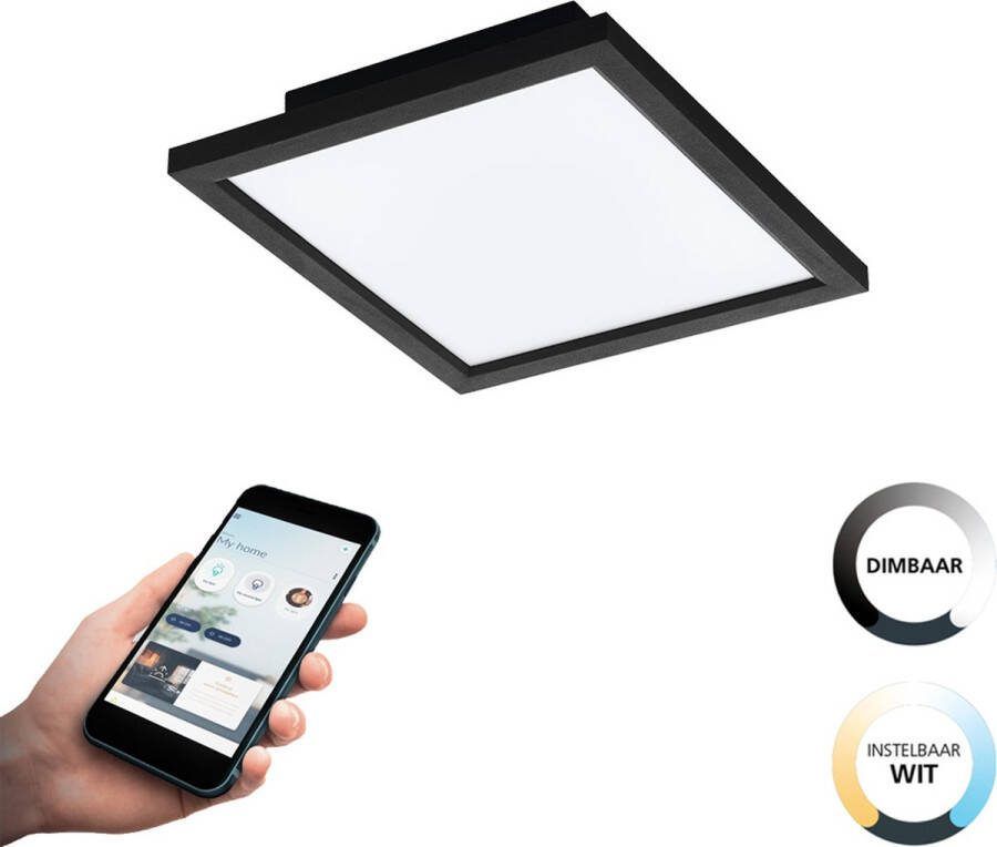 EGLO Plafondlamp SALOBRENA-Z Disco-modus app spraakbesturing Alexa ?30x30x5cm excl. afstandsbediening (1 stuk)