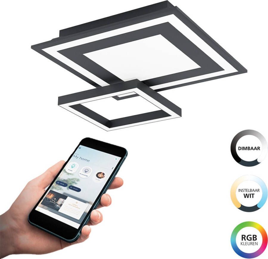 EGLO Connect .z Savatarila-Z Smart Plafondlamp 45 cm Zwart Wit Instelbaar RGB & wit licht Dimbaar Zigbee