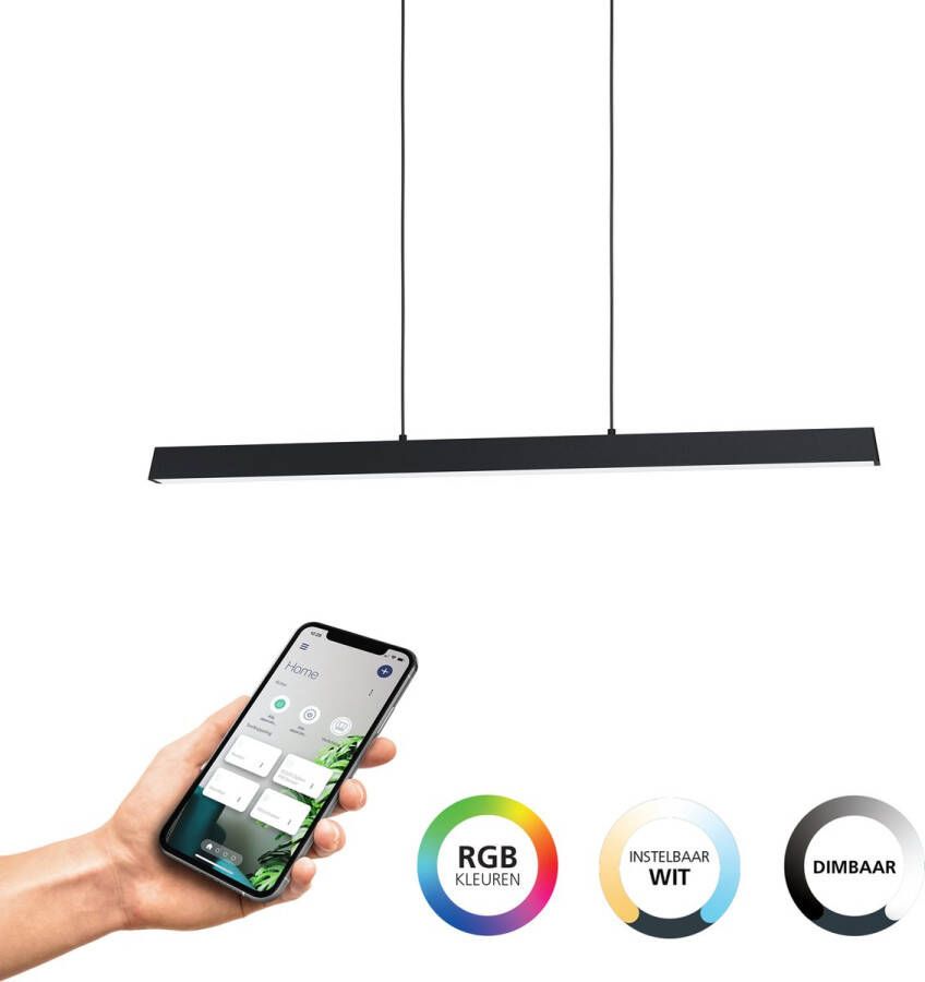 EGLO Hanglamp SIMOLARIS-Z hanglamp zwart ZigBee 3.0 disco-modus pendellamp Timer app spraakbesturing Alexa 122x5 5x110cm excl. afstandsbediening (1 stuk) - Foto 1