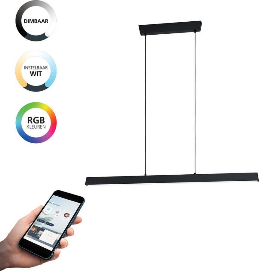 EGLO Hanglamp SIMOLARIS-Z hanglamp zwart ZigBee 3.0 disco-modus pendellamp Timer app spraakbesturing Alexa 122x5 5x110cm excl. afstandsbediening (1 stuk) - Foto 2