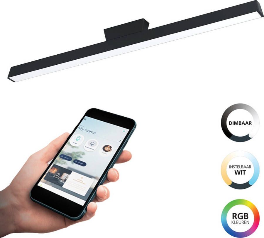 EGLO Connect .z Simolaris-Z Smart Plafondlamp 122 cm Zwart Wit Instelbaar RGB & wit licht Dimbaar Zigbee