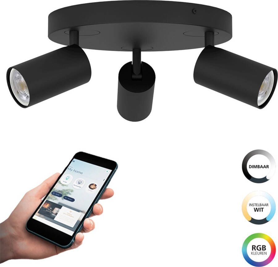 EGLO Connect .z Telimbela-Z Smart Spot GU10 Ø 25 cm Zwart Instelbaar RGB & wit licht Dimbaar Zigbee