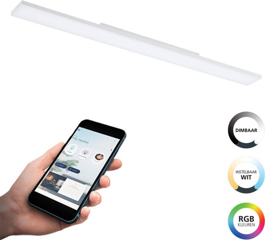 EGLO  connect.z Turcona-Z Smart Plafondlamp - 120 cm - Wit - Instelbaar RGB & wit licht - Dimbaar - Zigbee