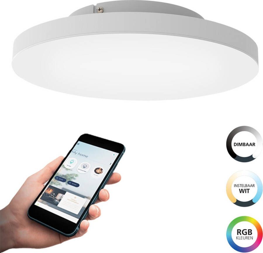 EGLO  connect.z Turcona-Z Smart Plafondlamp - Ø 45 cm - Wit - Instelbaar RGB & wit licht - Dimbaar - Zigbee