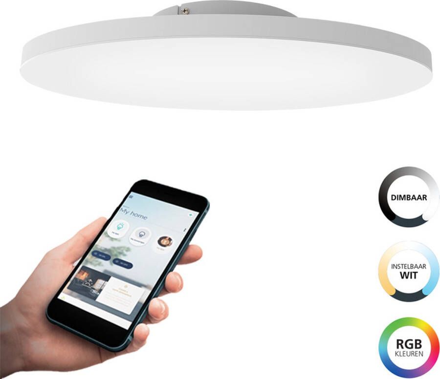 EGLO  connect.z Turcona-Z Smart Plafondlamp - Ø 60 cm - Wit - Instelbaar RGB & wit licht - Dimbaar - Zigbee