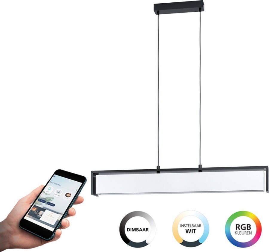 EGLO Connect .z Valdelagrano-Z Smart Hanglamp 100 cm Zwart Wit Instelbaar RGB & wit licht Dimbaar Zigbee