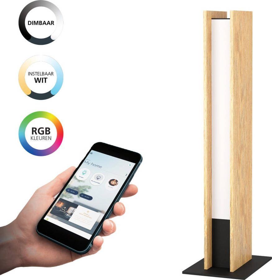 EGLO connect.z Anchorena-Z Smart Tafellamp LED 46 5 cm Bruin Zwart Wit Instelbaar RGB & wit licht Dimbaar Zigbee