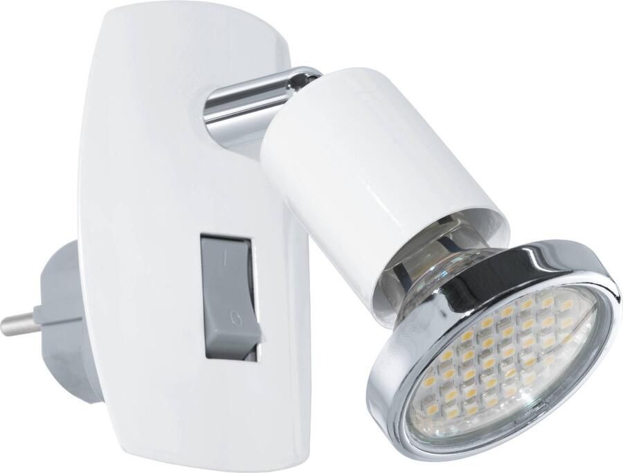 Eglo Mini 4 Stekkerlamp 1 Lichts Wit Chroom