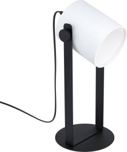 EGLO Tafellamp HORNWOOD 1 zwart l19 5 x h42 5 x b18 cm excl. 1x e27 (elk max. 28w) tafellamp stof lampenkap draaibaar lamp tafellamp bedlamp slaapkamerlamp hout met schakelaar textiel (1 stuk)
