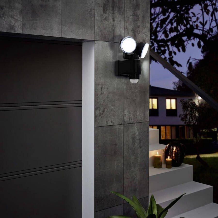 Eglo LED-buitenwandlamp met sensor Casabas 2x3.75 W zwart