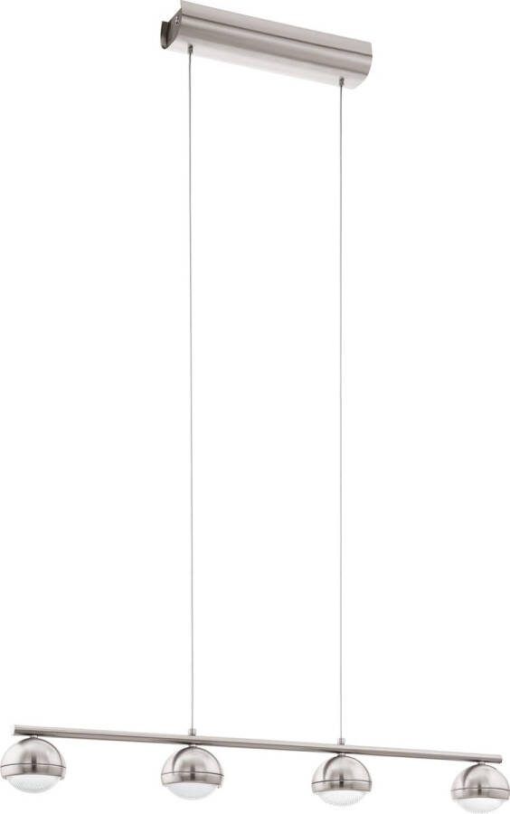 Eglo Lombes Hanglamp 4 Lichts LED Lengte 815mm. Nikkel-Mat Helder