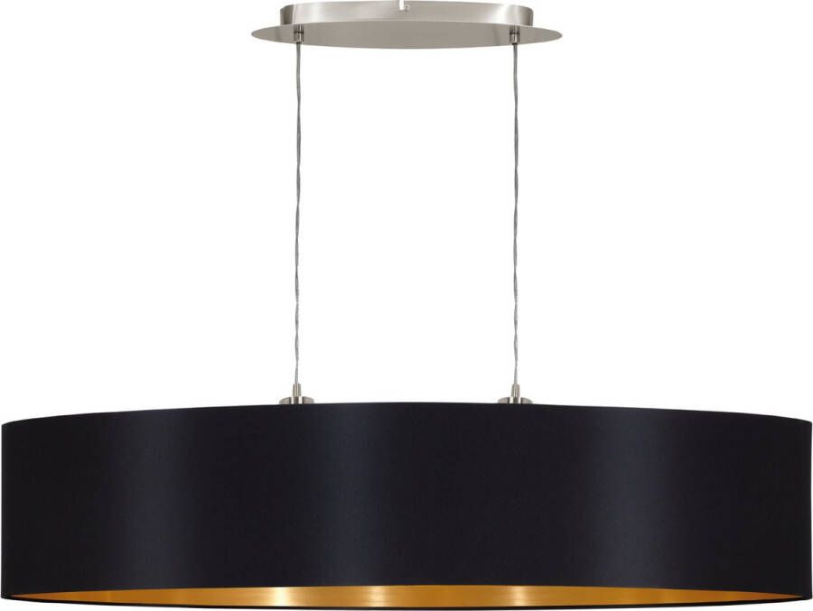 Eglo Maserlo Hanglamp 2 Lichts Lengte 100cm. (ovaal langwerpig) Nikkel-Mat Zwart Goud