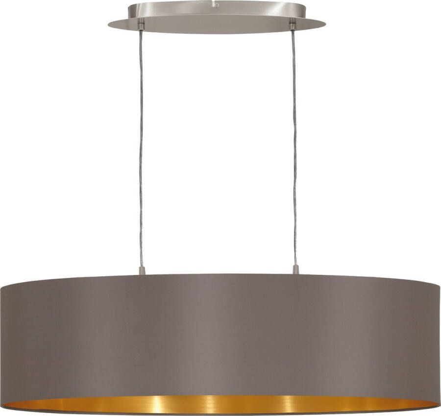 Eglo Maserlo Hanglamp 2 Lichts Lengte 780mm. Nikkel-Mat Cappucino Goud