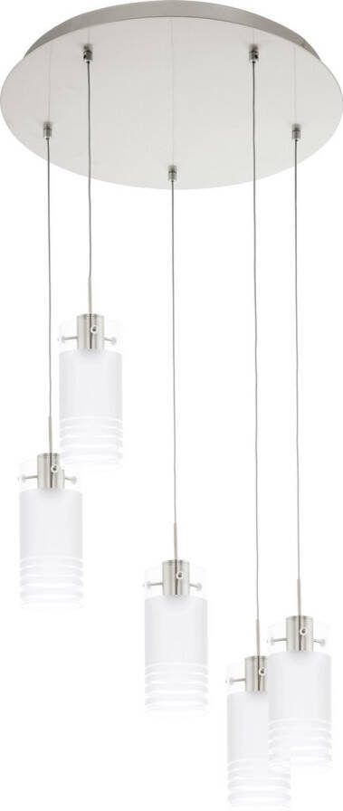 Eglo Melegro Hanglamp 5 Lichts LED Nikkel-Mat Wit Helder