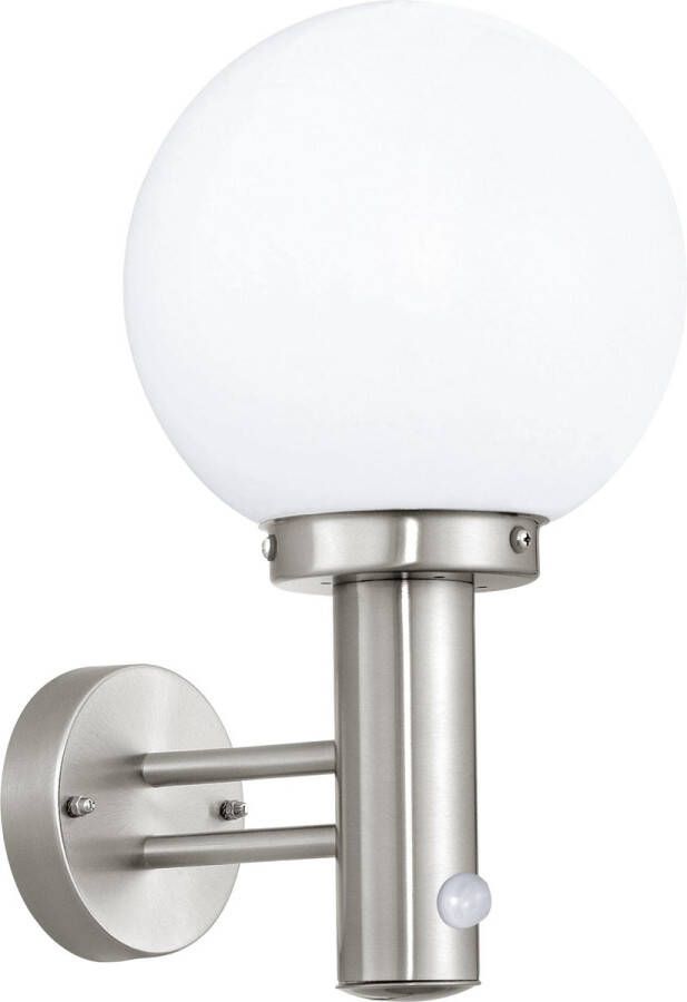 Eglo Nisia Buitenverlichting Wandlamp Met Sensor 1 Lichts RVS Wit