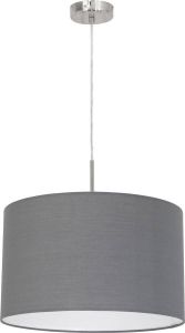 EGLO Hanglamp PASTERI nikkel-mat ø38 x h110 cm excl. 1x e27 (elk max. 60 w) hanglamp van stof hanglamp eettafellamp lamp voor de woonkamer lamp met textielen kap slaapkamerlamp eettafel hanglamp