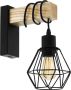 Eglo Townshend wandlamp 1-lichts zwart eikenhout met Kap - Thumbnail 1