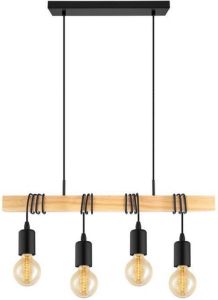 EGLO Hanglamp TOWNSHEND zwart bruin l70 x h110 x b10 5 cm excl. 4 x e27 (elk max. 60 w) plafondlamp vintage retro design lamp hanglamp eettafellamp eettafel lamp voor de woonkamer houten lamp