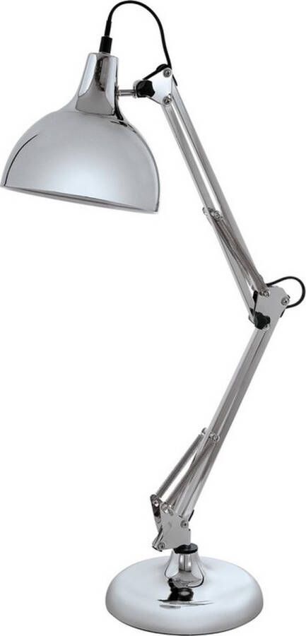 EGLO Tafellamp BORGILLIO Vintage bureau lamp van staal retro chroom E27 incl. schakelaar (1 stuk)