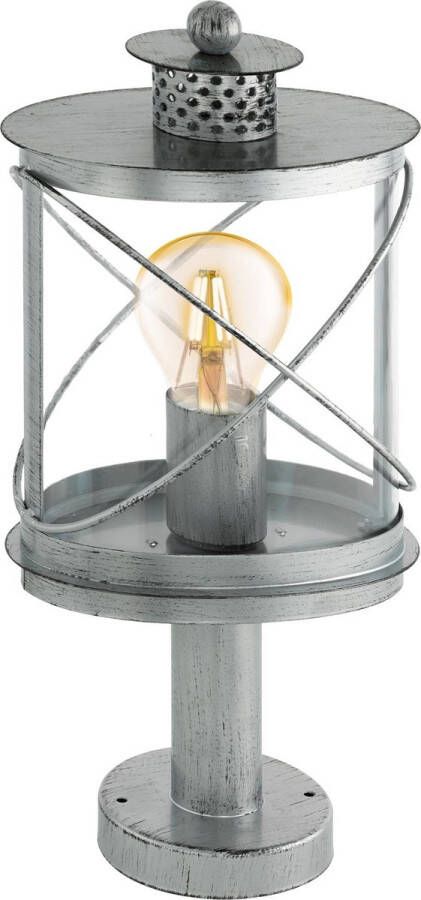 Eglo Vintage Hilburn 1 Buitenverlichting Sokkellamp 1 Lichts Antiek Zilver