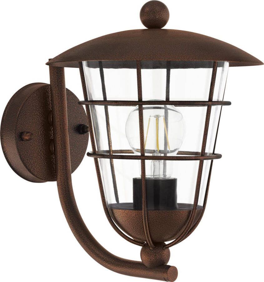 Eglo Vintage Pulfero 1 Buitenverlichting Wandlamp 1 Lichts Bruin
