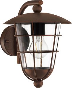 Eglo Vintage Pulfero 1 Buitenverlichting Wandlamp 1 Lichts Bruin