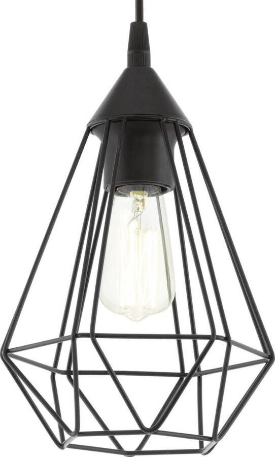Eglo Vintage Tarbes Hanglamp Draadlamp 1 Lichts Ø175mm. Zwart