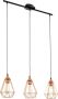 Eglo Vintage Tarbes Hanglamp Draadlamp 3 Lichts Lengte 790mm. Zwart Koper - Thumbnail 1