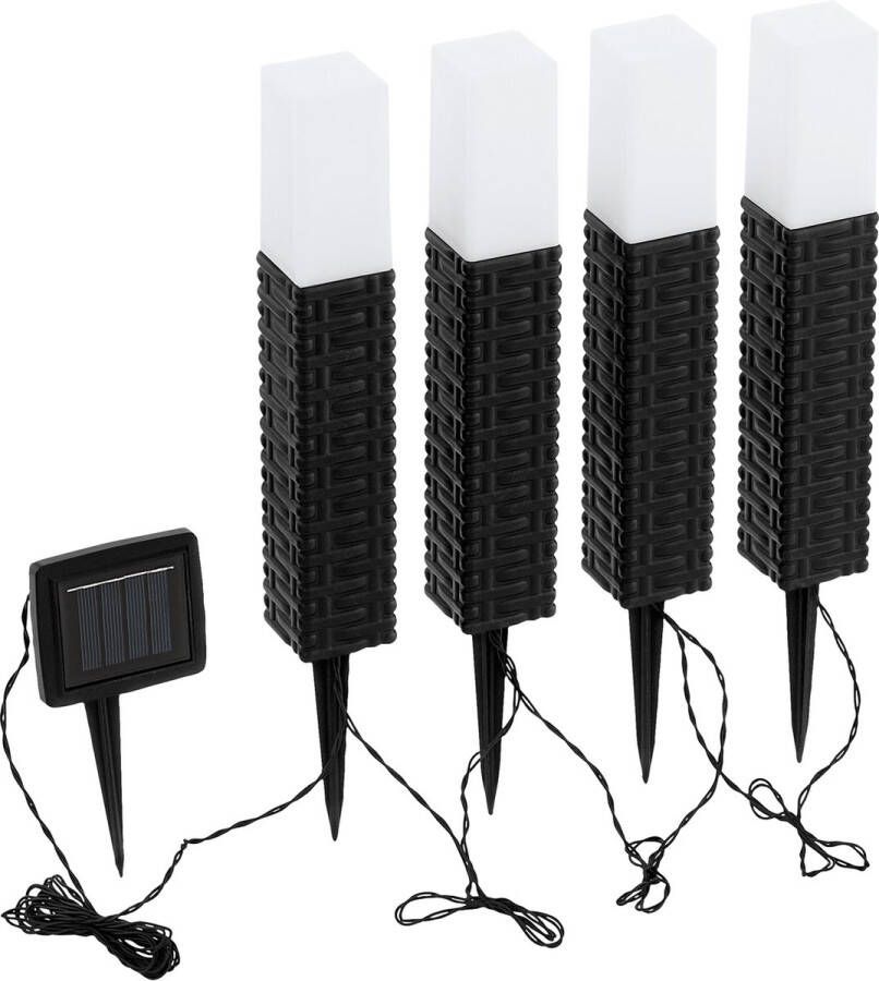 Eglo z_solar tuinverlichting zonne-energie prikspot set 4 x LED Rotan Zwart