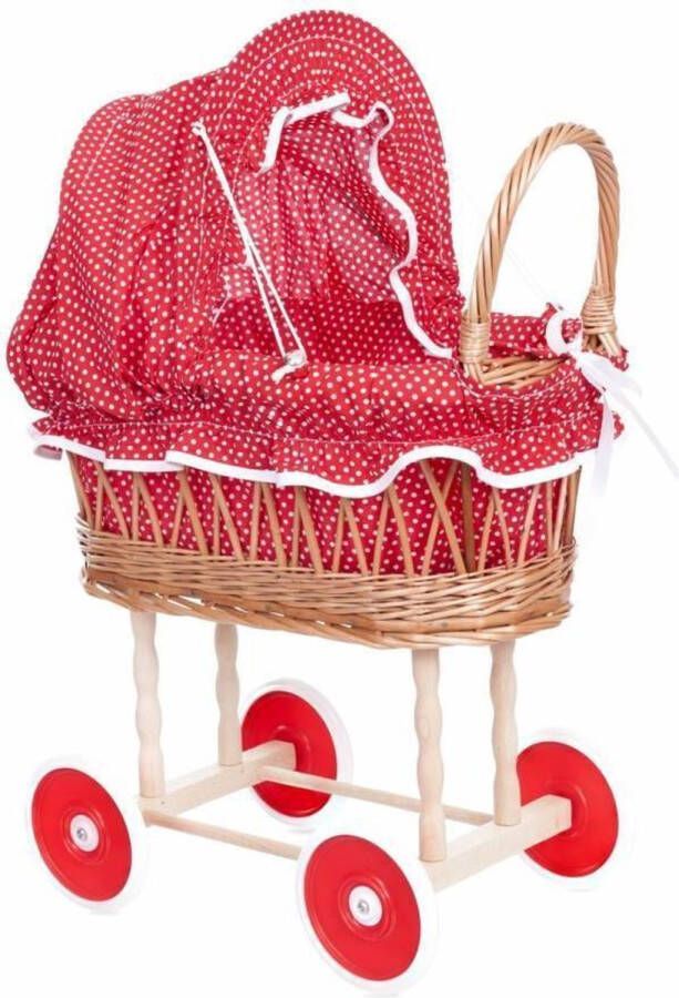 Egmont Toys Poppenwagen riet 44x28x58 cm rood wit s