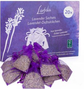 Egreat LAVODIA Lavendel Geurzakje: 20x6g voor garderobe auto en kamer mottenbescherming gedroogde lavendel lavendelzakjes