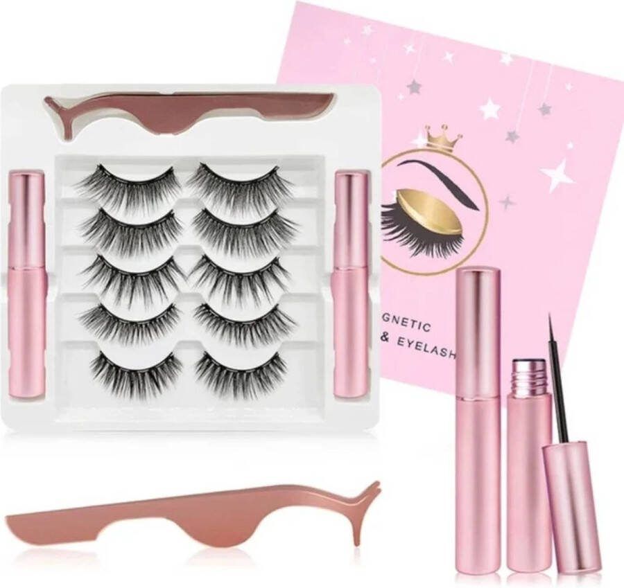 EHH BEAUTY EHHBEAUTY Magnetische wimpers met magnetische eyeliner en applicator Herbruikbaar -Wimperextentions Fake lashes 5 set Magnetic lashes
