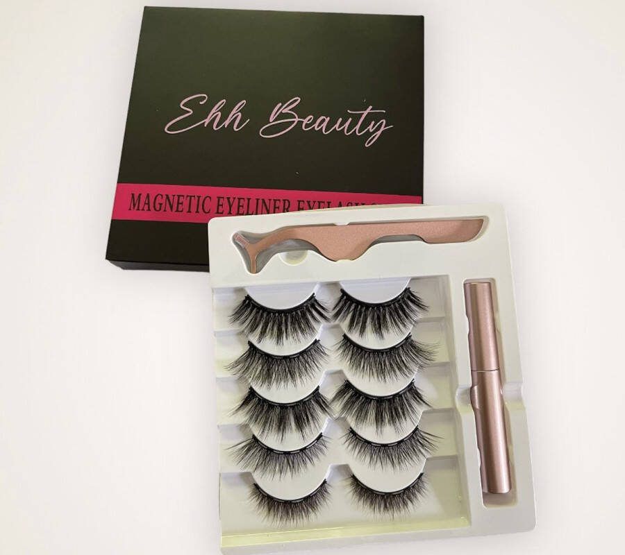 EHH BEAUTY EHHbeauty Wimpers Magnetische Wimpers 5 Paar Nep wimpers Herbruikbaar Inclusief Applicator en magnetische eyeliner Natural
